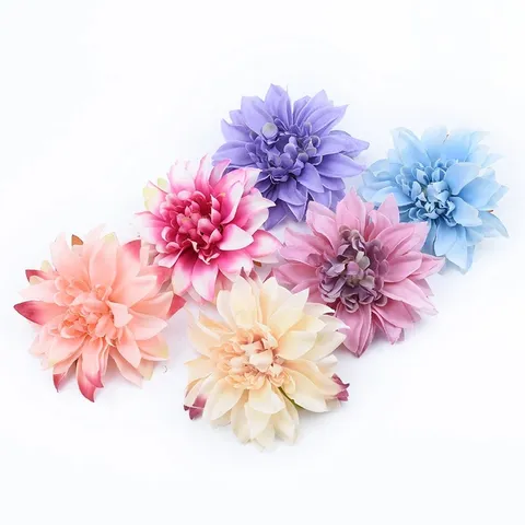 Artificial Dahlia Flower Heads Silk Fake Flowers For Home Decoration Photography Props Wedding Hanfu DIY Crafts