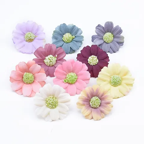 Artificial Small Daisy Silk Flowers Pastoral Mini Fake Flower Heads For Wedding Gift Box Party Candy Box Home Decoration