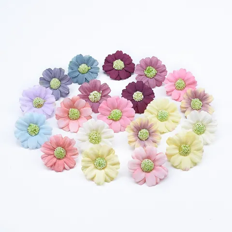 Artificial Small Daisy Silk Flowers Pastoral Mini Fake Flower Heads For Wedding Gift Box Party Candy Box Home Decoration