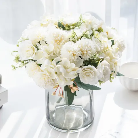 Nordic Artificial Hydrangea Peony Flower Arrangement Silk Flower Bouquets Fake Floral Home Dining Table Wedding Party Decor
