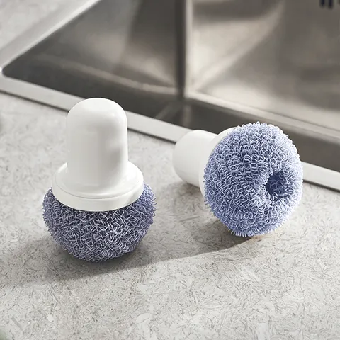 Keuken Vezel Reinigingsborstel Zachte Schoonmaakbal Ergonomische Handgreep Krasvrije Pan Vaat Schoonmaakgereedschap Voor Huishoudelijk