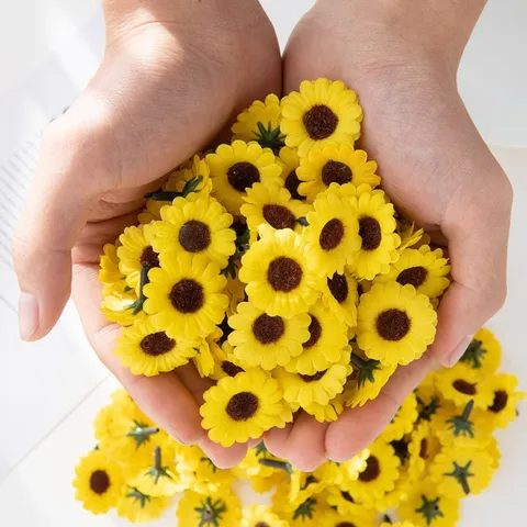 Artificial Sunflower Heads Silk Flower Daisy Heads For DIY Wreaths Hats Slippers Craft Home Wedding Party Decoration