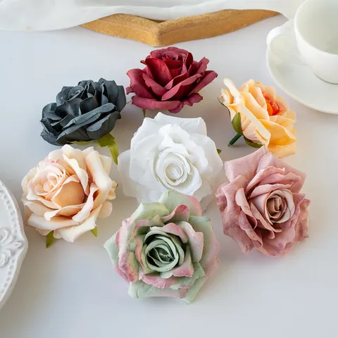 Kunstzijden Rozenbloemhoofdjes Gerold Rand Nep Bloemen DIY Slinger Bloemenmuur Huis Bruiloft Fotografie Decor