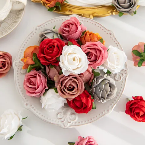 Teste di Fiori di Rosa in Seta Artificiale Ghirlanda Fai da Te Festa di Matrimonio Decorazione Della Casa Accessori Floreali Fiori Finti