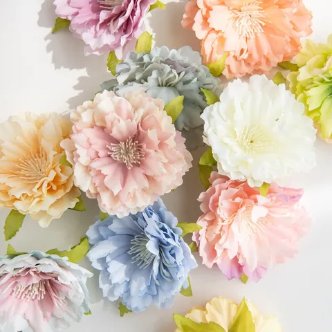 Artificial Silk Peony Flower Heads Fake Flowers For DIY Wreath Hair Accessories Home Wedding Party Floral Decoration