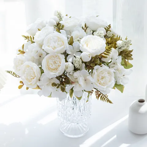 European Vintage Autumn Peony Artificial Flower Bundle Silk Flowers For Home Wedding Party Photography Decoration