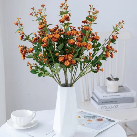 Lange Steel Kunstmatige Kleine Roos Zijden Bloem Tak Voor Thuis Bruiloft Decor Fotografie Rekwisieten Landelijke Stijl