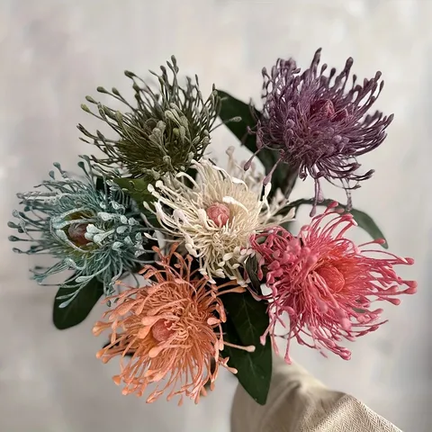 Fleur Artificielle en Soie Coussin d'Épingles Branche Unique Style Rétro Arrangement Floral Maison Accessoire de Photographie