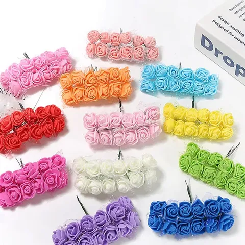 Künstliche Rosen Schaumstoff Blumenköpfe Mit Spitzenborte Für Hochzeit Party Gastgeschenk Box Kranz DIY Handwerk Blumen Dekoration