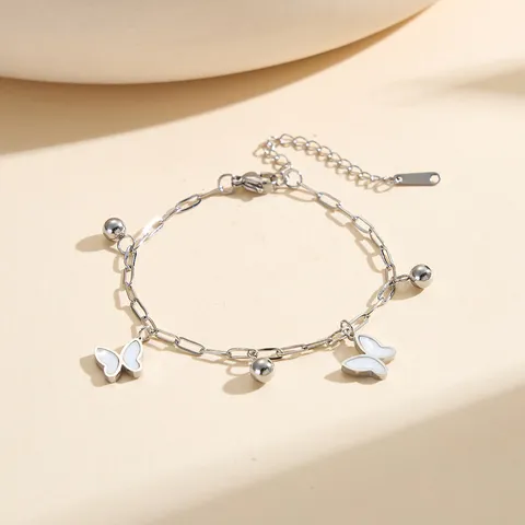Tobillera de Colgante de Mariposa de Acero Inoxidable 304 para Mujer Cadena de Clip Chapada en Oro 18K Ajustable Joyería Boho de Verano