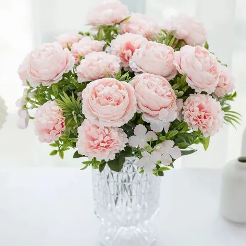Kunstzijde Pioenroos Hortensia Bloemboeket Nep Bloemstuk Voor Thuis Bruiloft Feest Decor