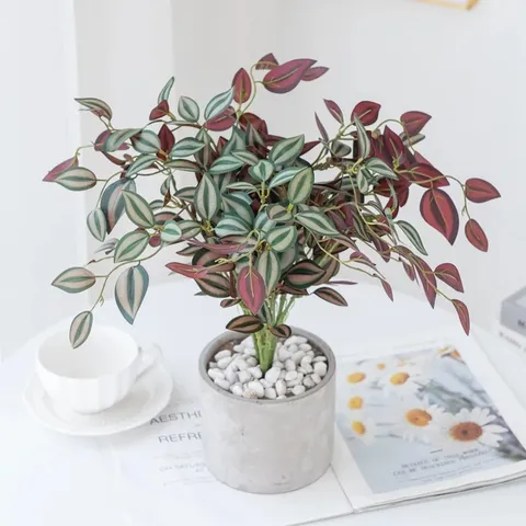 Artificial Green Plant Branch Fake Foliage Soft Plastic Leaf For Home Living Room Desk Decor Photography Prop