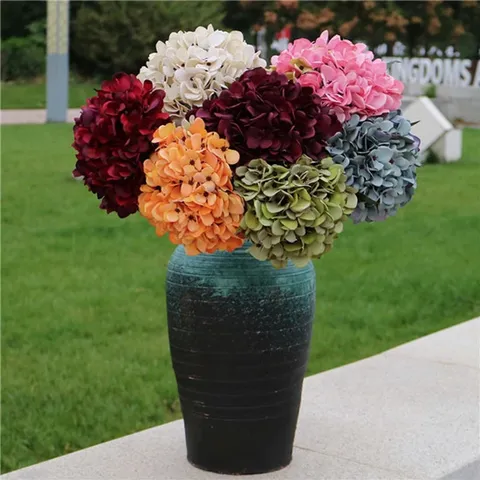 Artificial Hydrangea Silk Flower Single Stem Vintage European Style Fake Flower For Wedding Home Decor Photography