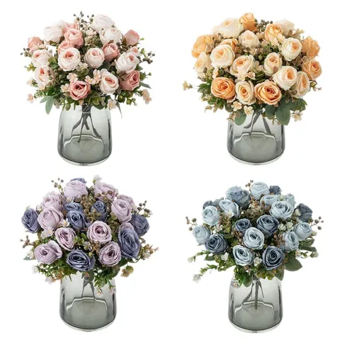 Kunstzijde Rozen Bloemenboeket Nep Rozen Bundel Voor Bruiloft Feest Home Decor Bloemstuk Tafelstuk