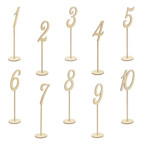 Wooden Table Number Signs Boxwood Digital Table Numbers With Base For Wedding Party Home Decor Modern Minimalist