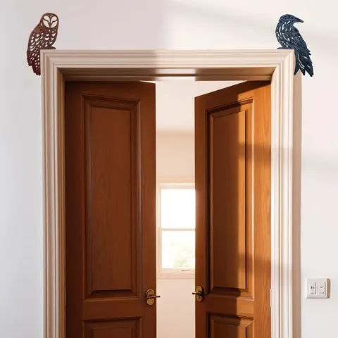 Wooden Owl Crow Door Corner Decor 2D Animal Silhouette Sign Rustic Farmhouse Home Wall Hanging Ornament