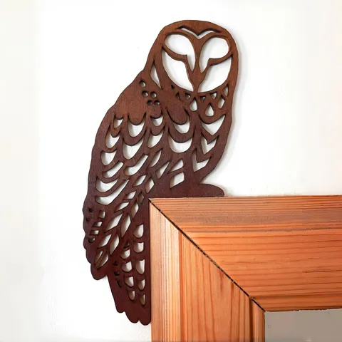 Wooden Owl Crow Door Corner Decor 2D Animal Silhouette Sign Rustic Farmhouse Home Wall Hanging Ornament