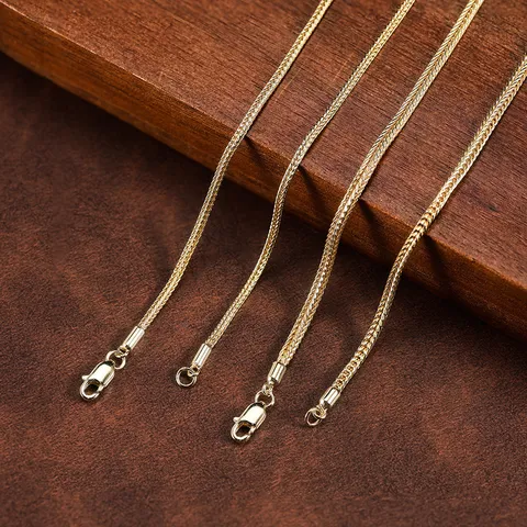 Collana a Catena a Coda di Volpe in Argento Sterling 925 Senza Ciondolo Placcato Oro Bianco Regolabile Choker DIY per Donna Gioielli