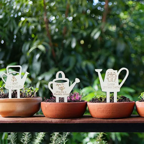Wooden Plant Labels T-Type Insertion Tags Funny English Slogans Plant Markers For Garden Flower Pot Bonsai Decor