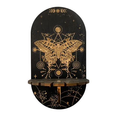 Bohemian Wooden Crystal Display Stand Moon Phase Witch Hanging Decor Shelf Healing Stone Holder Home Decor