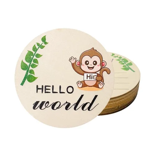 Baby Milestone Wooden Cards Double Sided Printed Animal Monthly Discs Newborn Photography Props Baby Shower Gift