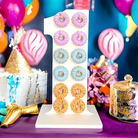 Wooden Number Donut Stand Display Holder For Wedding Birthday Party Anniversary Celebration Wooden Table Decor Ornament
