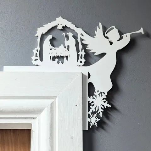 Christmas Wooden Door Corner Decoration Nativity Jesus Snowflake Hollow Carved Sign Holiday Home Wall Hanging Decor