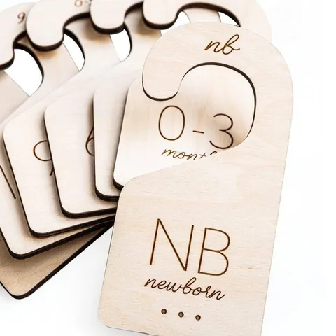 Wooden Baby Clothes Closet Dividers Newborn Infant Size Hanger Dividers Laser Engraved Nursery Storage Organizer