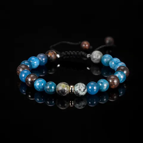 Natural Stone Handmade Beaded Energy Bracelet For Men Women Adjustable African Turquoise Blue Apatite Healing Bracelet Jewelry Gift