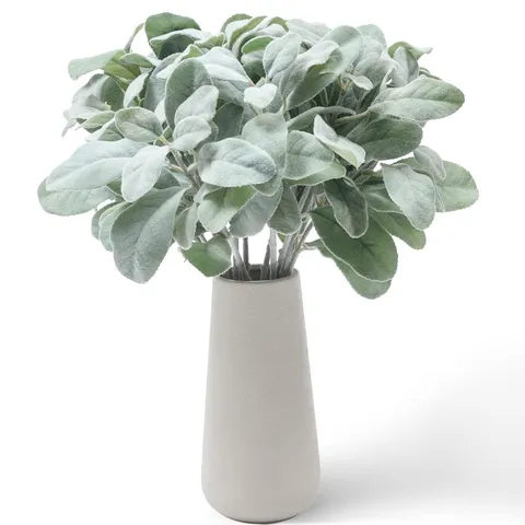 Artificial Flocked Lamb's Ear Leaf Greenery Stem Fake Plant Floral Arrangement For Wedding Party Home Decor