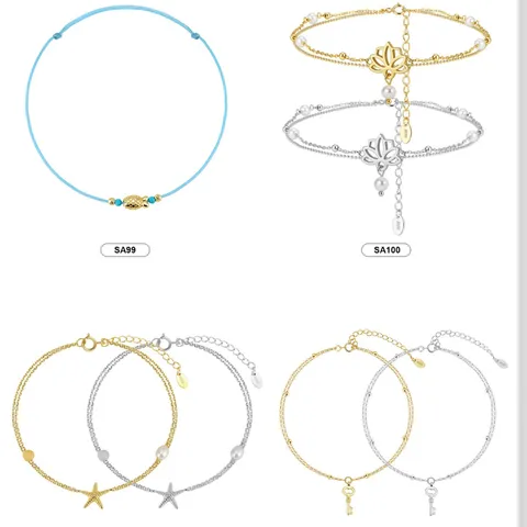 925 Sterlingsilber Fußkettchen Für Damen S925 Verstellbar Fußkette Schmuck Mit Künstliche Perle Seestern Schildkröte Anhänger Sommer Strand Schmuck