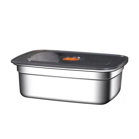 Contenitore per Alimenti in Acciaio Inossidabile Rettangolare Ermetico Frigorifero Bento Portapranzo Con Coperchio Sigillato