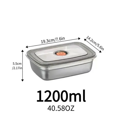 Contenitore per Alimenti in Acciaio Inossidabile Rettangolare Ermetico Frigorifero Bento Portapranzo Con Coperchio Sigillato