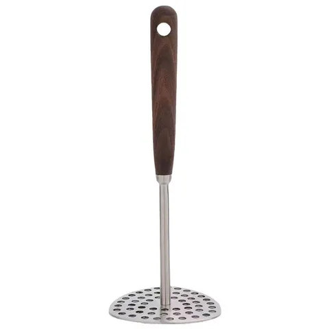 Stainless Steel Potato Masher Heavy Duty Potato Ricer with Wooden Handle for Kitchen Cooking Food Fruit Vegetable Puree