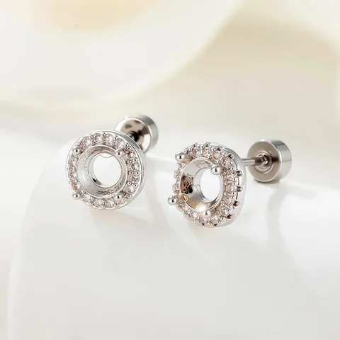 201 Stainless Steel Stone Setting Screw Back Ear Studs DIY Jewelry Findings Rhinestone Pave Small Piercing Accessory Making