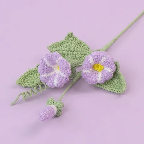 Handmade Knitted Morning Glory Artificial Woolen Yarn Crochet Flowers Eternal Floral Ornament Home Decor Valentine's Day Gift