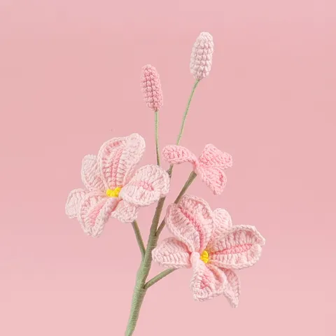 Handgehäkelt Dendrobium Orchidee Künstliche Blumen Stiel Garn Gestrickt Falsche Blumen Bouquet Für Haus Büro Tisch Dekoration