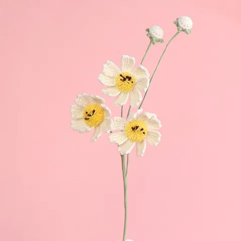 Bouquet di Fiori di Cosmo Artificiali in Filato di Fiori di Gesang Afghani Fatti a Mano all'Uncinetto per San Valentino Giorno degli Insegnanti Casa Matrimonio Arredamento