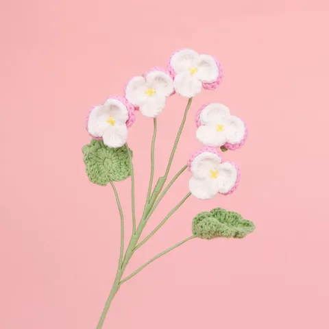 Hand Knitted Yarn Pansy Stem Handmade Artificial Flower Bouquet Home Decoration Flower Gift For Festival Room Desk Decor