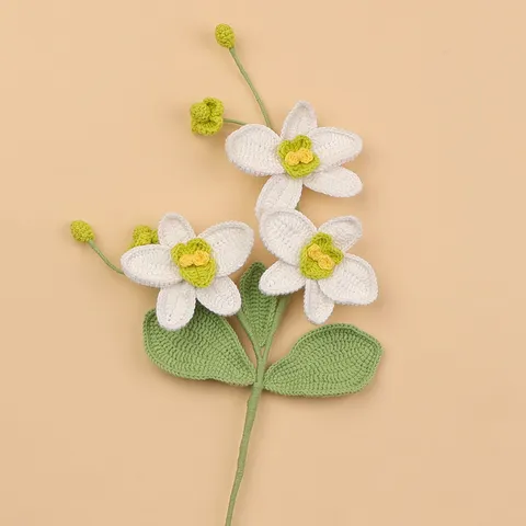 Handgemachte Gehäkelte Phalaenopsis Orchidee Gestrickte Kunstblume Einzelner Stiel Garn Ewige Blume Für Haus Büro Festival Dekoration Geschenk