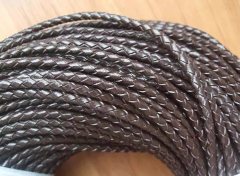Cordón de Cuero de Vaca Trenzado Cuerda de Cuero Genuino Redonda para Creación de Joyas DIY Pulsera Collar Accesorios Manualidades