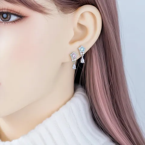 Minimalistischer Titanlegierung Stern Tropfen Knorpel Ohrstecker Modischer Strass Wassertropfen Piercing Schmuck Für Herren Damen