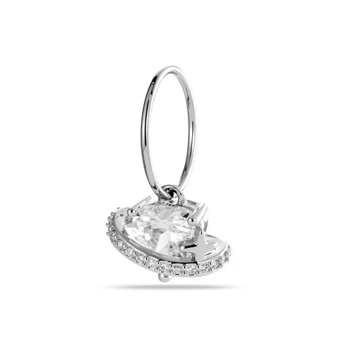 Korean Style Copper Planet Orbit Heart Rhinestone Pendant Cartilage Stud Stainless Steel Seamless Hoop Earrings For Unisex Body Piercing Jewelry