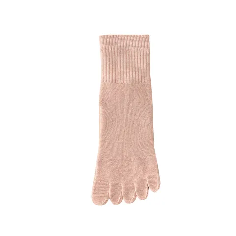 Damen Verdickte Frottee Fünf-Zehen Socken Winter Thermisch Warm Schweißabsorbierend Unifarben Mittelhohe Socken