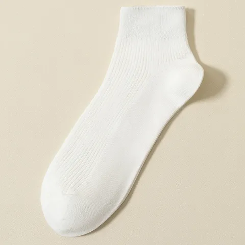 Chaussettes Casual Crew en Coton pour Hommes Anti-Odeur Pointe Sans Coutures Respirantes Couleur Unie Sport Business