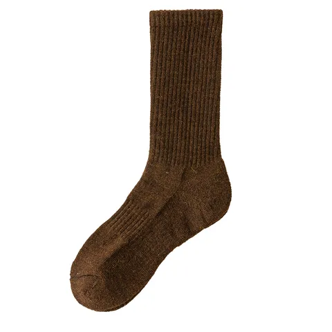 Damen Dicke Thermische Wolle Socken Winter Warm Einfarbig Rippstrick Lässige Lange Socken Hoher Wollgehalt