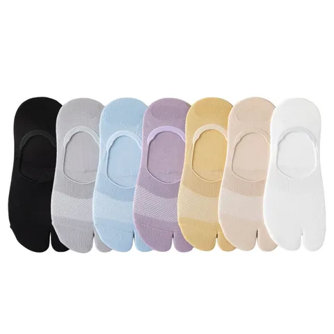 Damen Baumwolle Split Zeh Boot Socken Atmungsaktiv Netz Unsichtbar Anti-Rutsch Zwei Zeh Socken Casual Minimalistisch Kurze Socken