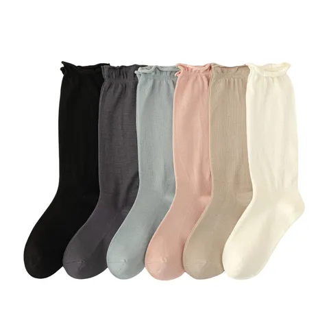 Damen Bambusfaser Slouch Socken Frühling Sommer Dünn Atmungsaktiv Gerollter Bund Einfarbig Lässig Lange Socken
