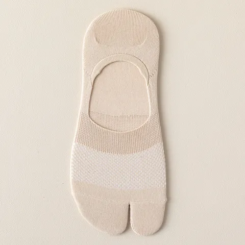 Damen Baumwolle Split Zeh Boot Socken Atmungsaktiv Netz Unsichtbar Anti-Rutsch Zwei Zeh Socken Casual Minimalistisch Kurze Socken