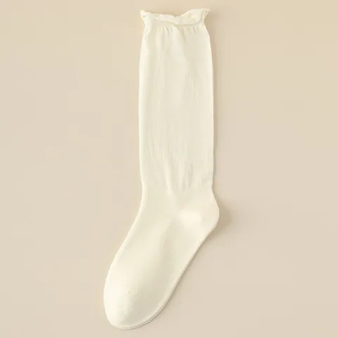 Damen Bambusfaser Slouch Socken Frühling Sommer Dünn Atmungsaktiv Gerollter Bund Einfarbig Lässig Lange Socken